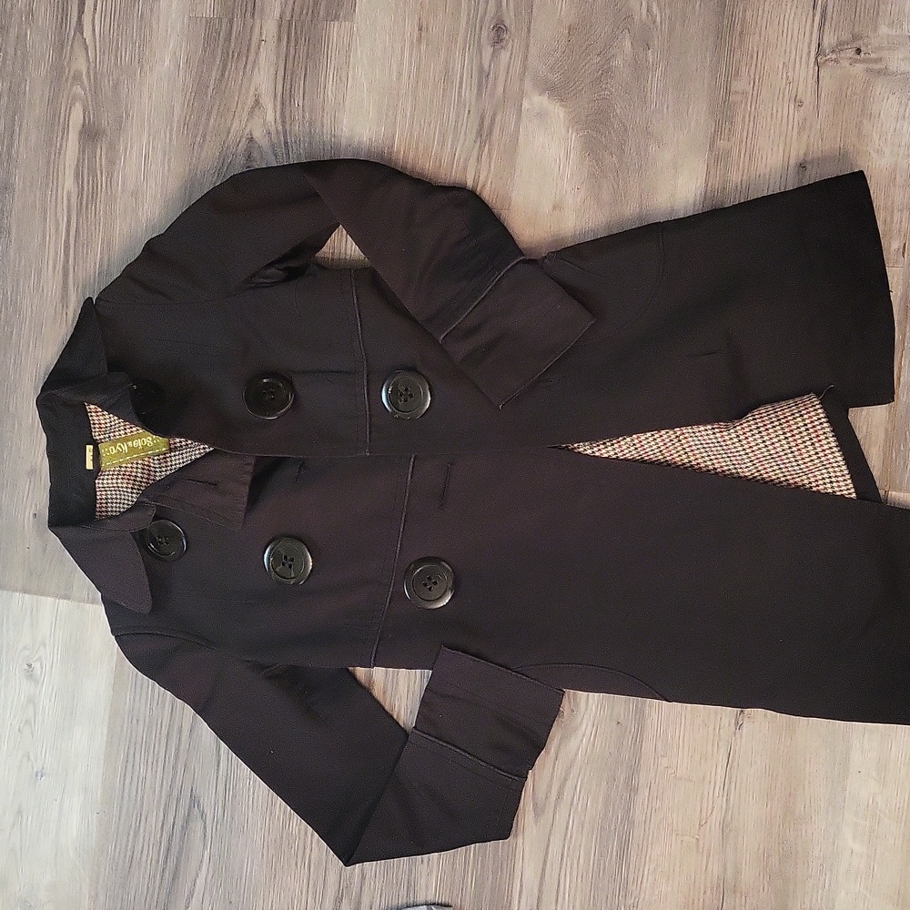 Soia and Kyo l Trench coat l black l  button up l Size xs l interior pocket